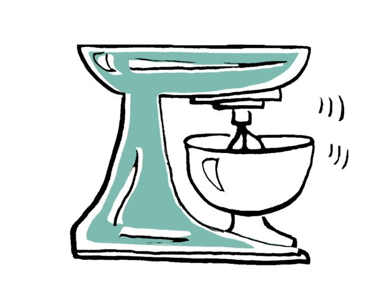 drawing of green kitchen mixer