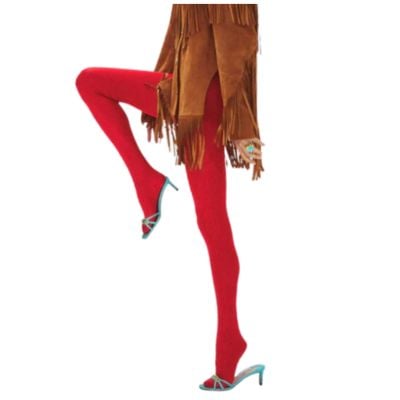 woman with red stocking on