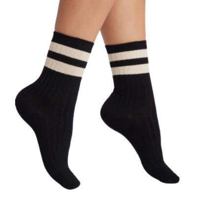 black socks with white stripes