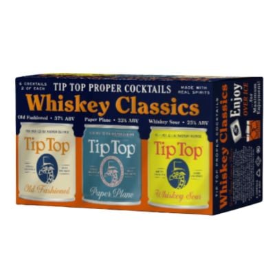 box of three cans of whiskey