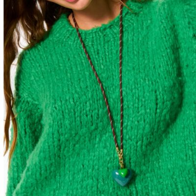 puffy heart necklace on a cord